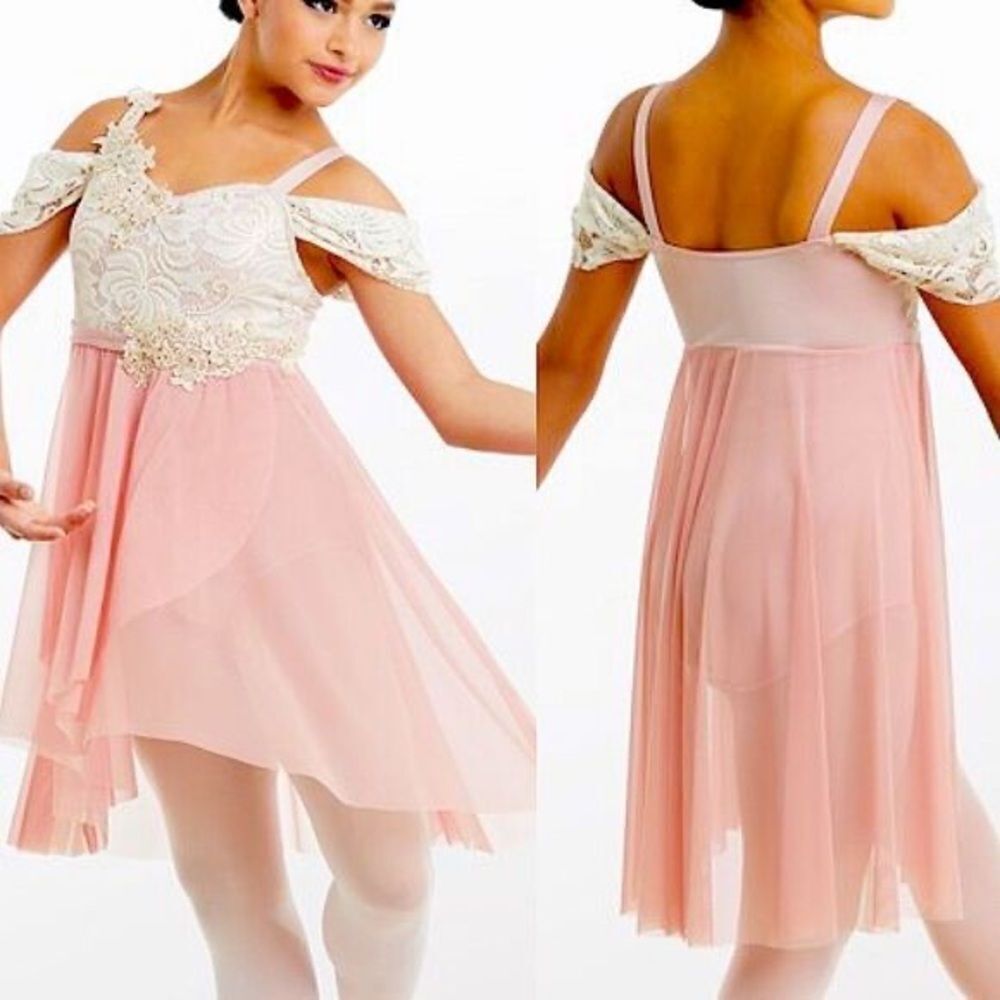 WEISSMAN Dance Costume ballet lyrical pink leotard dress 10935 I REST XLC child